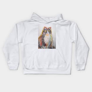 Tuxedo Cat Pencil Drawing Kids Hoodie